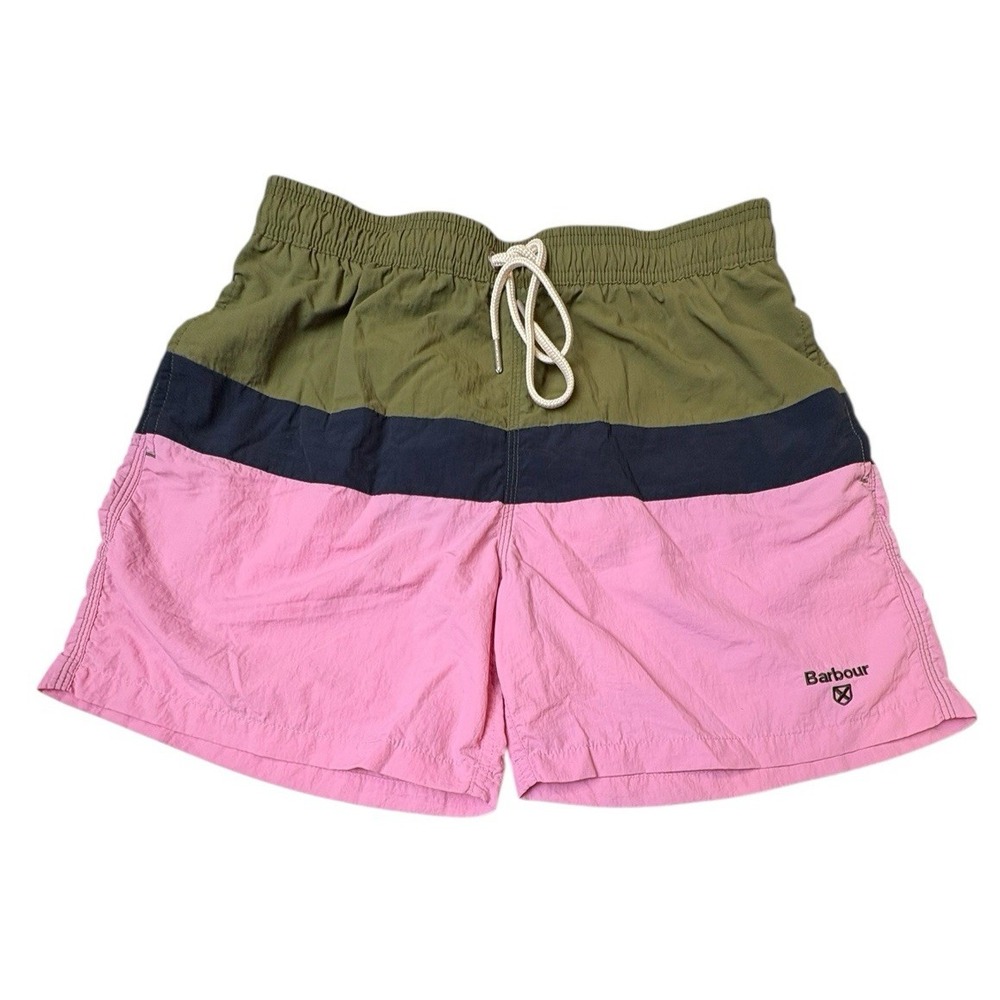 Barbour Swim Trunk Shorts Men's Size Small Color Block Drawstring Lined Pockets